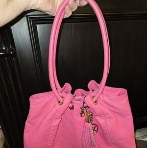 Michael Kors Pink Soft Leather Tote Bucket Bag w/ many pockets